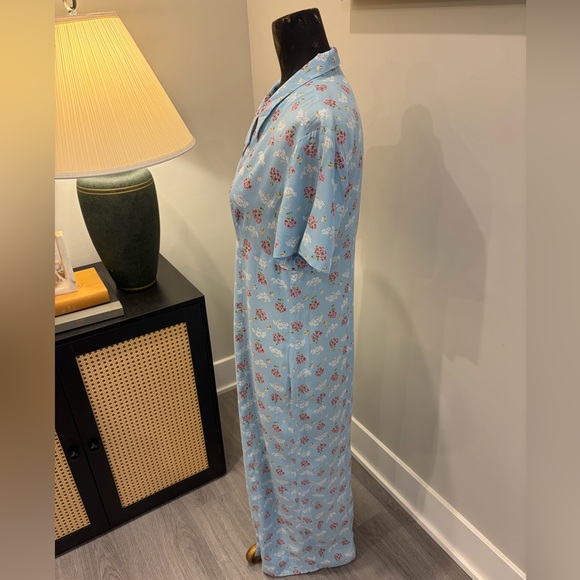 Vintage Robbie Bee Baby Blue Floral Retro Grandma Button-front Maxi Dress 8 - Picture 4 of 16